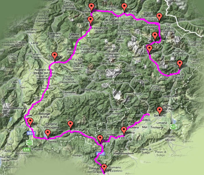 giro cicloturistico Dolomiti