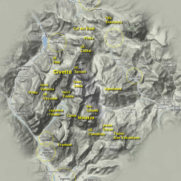 Dolomiti: gruppo della Civetta Moiazze Agnelessa Fernazza Coldai Pelsa