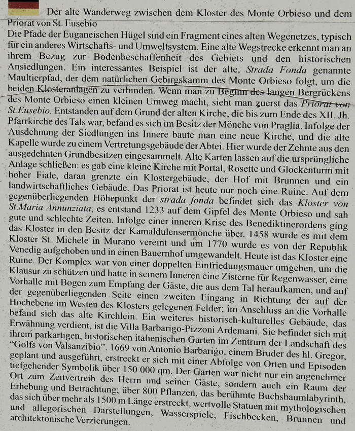 sentieri a Valsanzibio di Galzignano Terme nei Colli Euganei