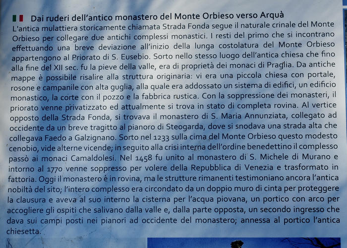 antico monastero del monte Orbieso a Valsanzibio di Galzignano Terme Colli Euganei