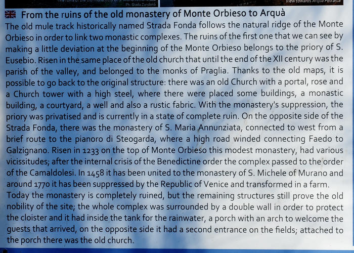 antico monastero del monte Orbieso a Valsanzibio di Galzignano Terme Colli Euganei