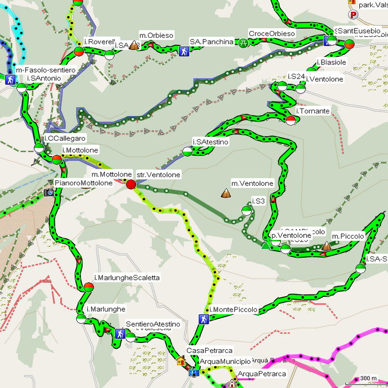 Valsanzibio, Sentiero Atestino, Orbieso Mottolone Arquà monte Piccolo Ventolone