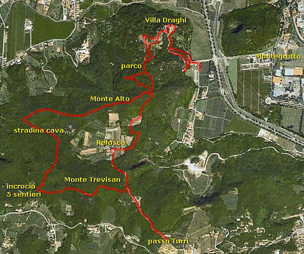 Montegrotto Terme, sentiero del parco di Villa Draghi
