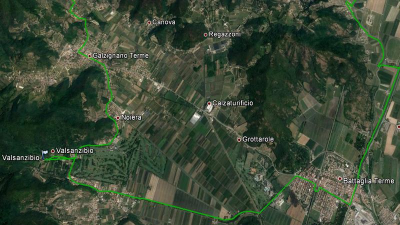 giro cicloturistico nel settore nord-est dei Colli Euganei, distretto termale