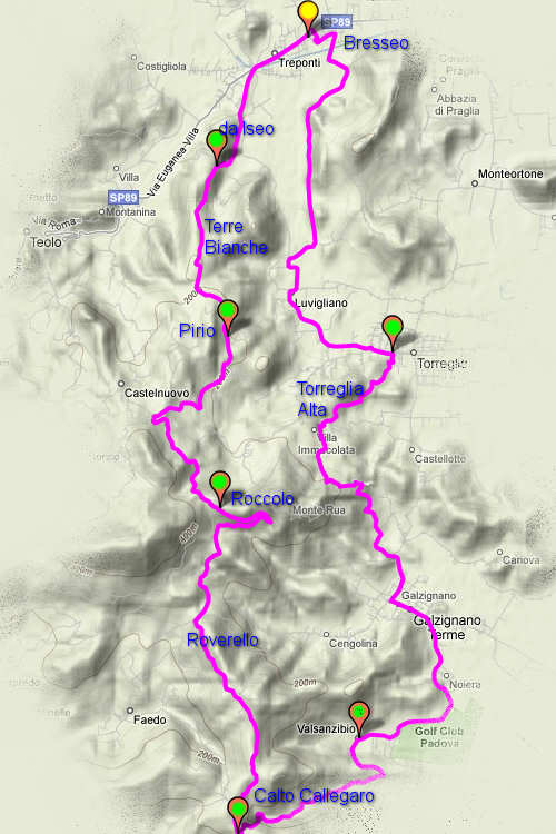 Torreglia Alta monte Rua Galzignano Valsanzibio Calto Callegaro Roccolo Terre Bianche