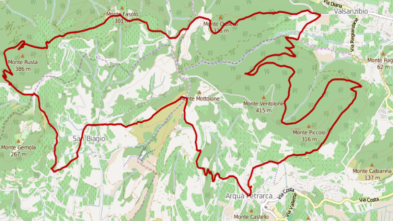 Sentiero Atestino - Arquà Petrarca, Ventolone, Valsanzibio, Calto Callegaro, monte Fasolo Rusta Gemola, Mottolone