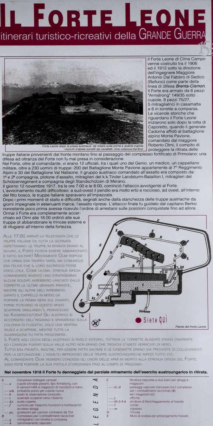 Forte Leone, Cima di Campo, Arsie