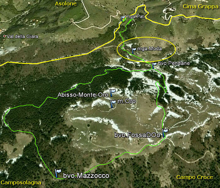 malga Moda, monte Oro, Colli Vecchi monte Grappa