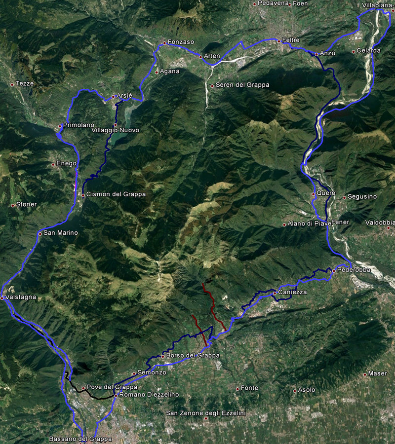 anello cicloturistico attorno al monte Grappa