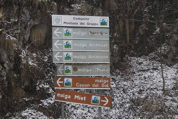 Possagno, strada degli Alpini, Castel Cesil, monte Tomba