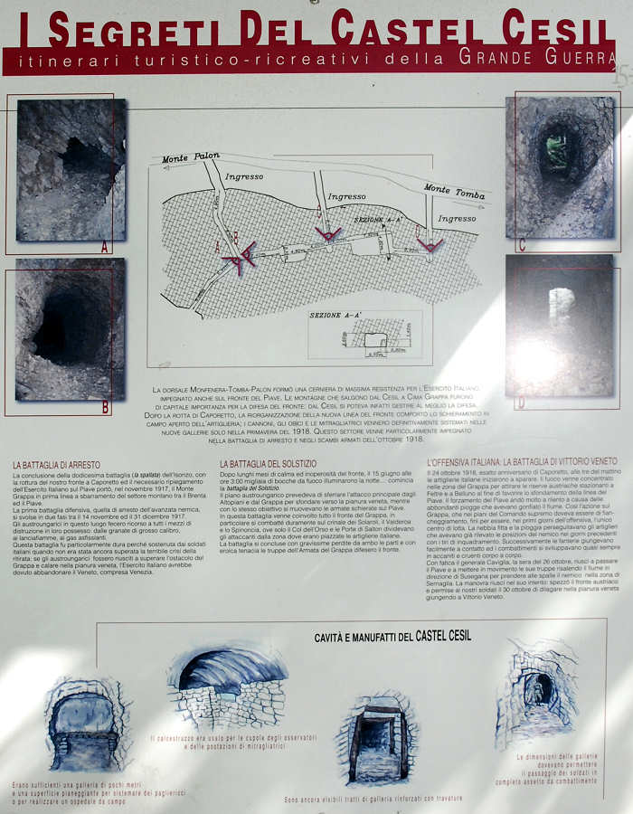 Monfenera, Tomba, Castel Cesil, Palon, Cima della Mandria