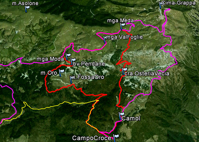 malga Moda, monte Oro, Colli Vecchi monte Grappa