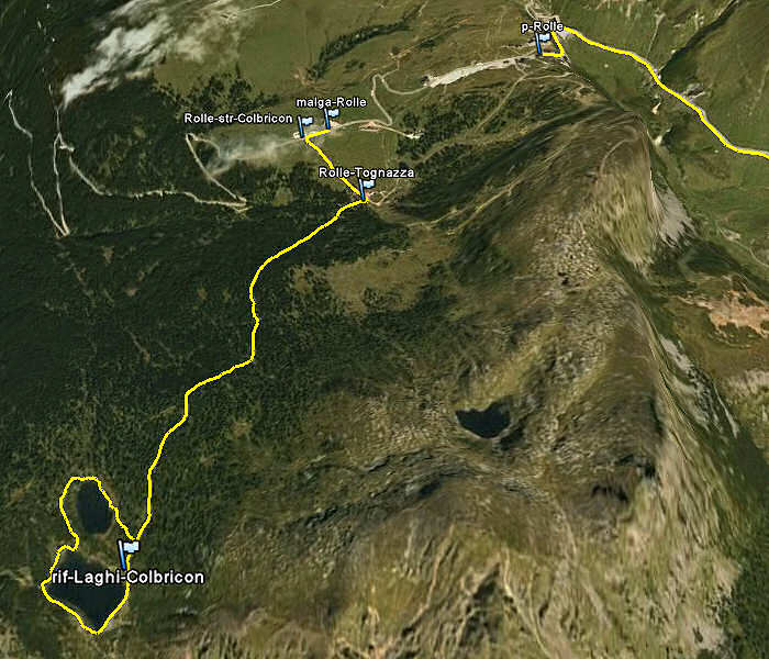 mappa passeggiata laghetti Colbricon