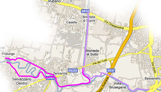 itinerari ciclo-pedonali sugli argini del Bacchiglione