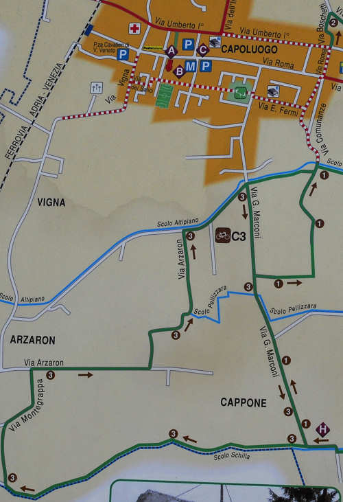 Arzergrande, itineriari in bicicletta e piste ciclabili