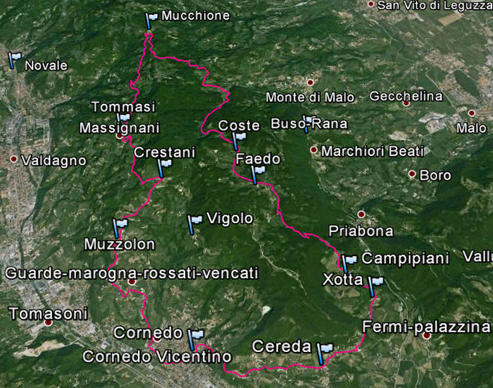 Cornedo Vicentino, Cereda, Faedo, Mucion, Muzzolon