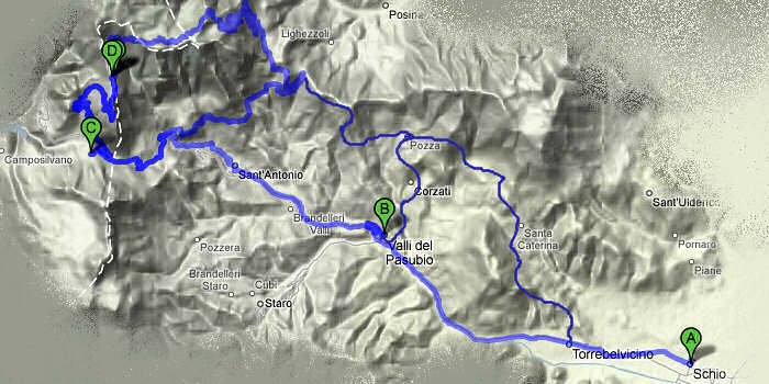 percorso cicloturistico Pian delle Fugazze rifugio Papa passo Xomo