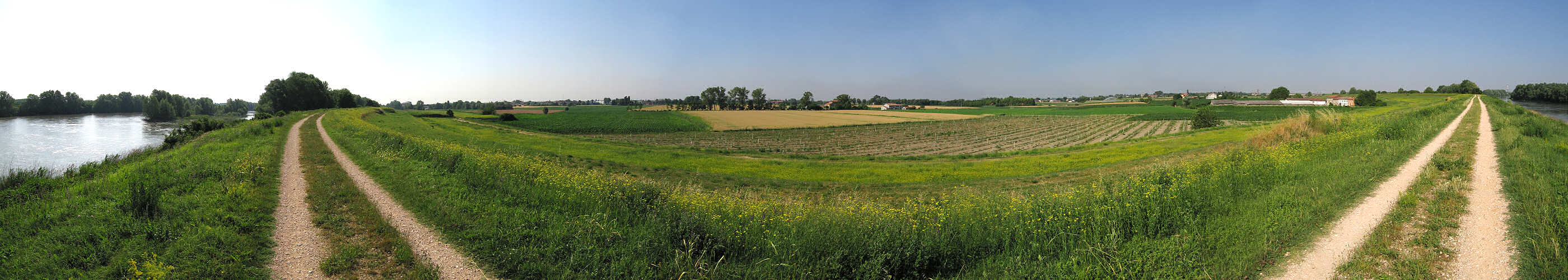 il fiume Adige e la campagna dai pressi di Badia Polesine