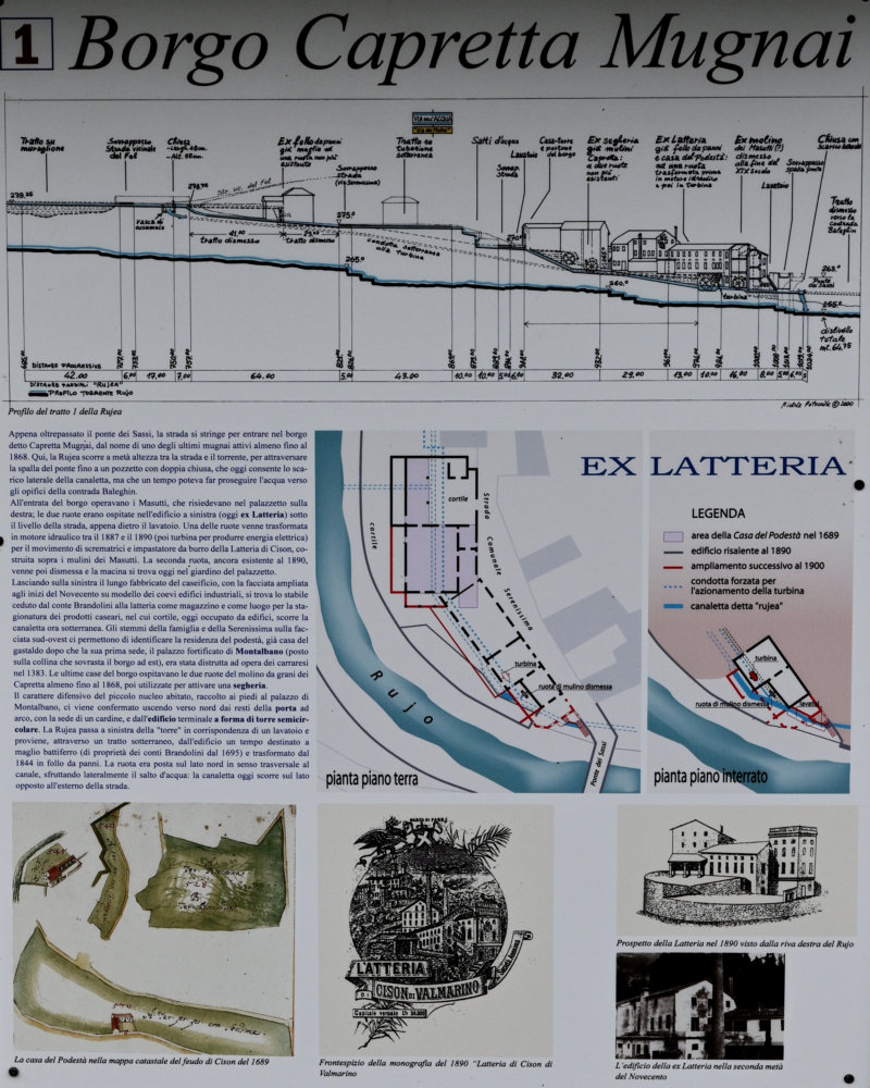 la Via dei Mulini ad Acqua sul Rujo a Cison di Valmarino