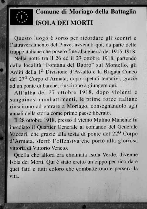 Isola dei Morti - Moriago della Battaglia - Quartier del Piave