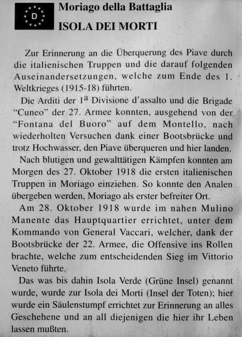 Isola dei Morti - Moriago della Battaglia - Quartier del Piave