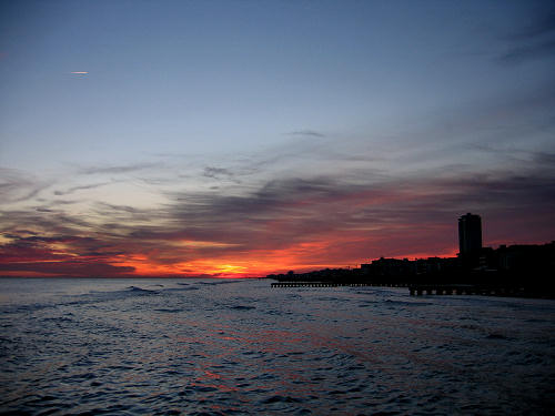 colori del tramonto sulla spiaggia di Jesolo