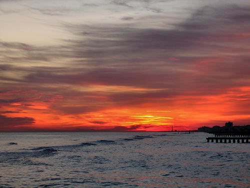 colori del tramonto sulla spiaggia di Jesolo