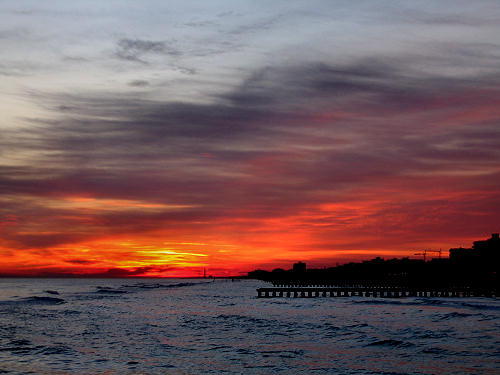 colori del tramonto sulla spiaggia di Jesolo