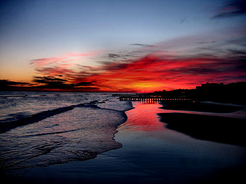 colori del tramonto sulla spiaggia di Jesolo