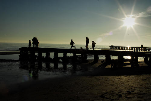 tramonto sulla spiaggia del mare di Jesolo Lido