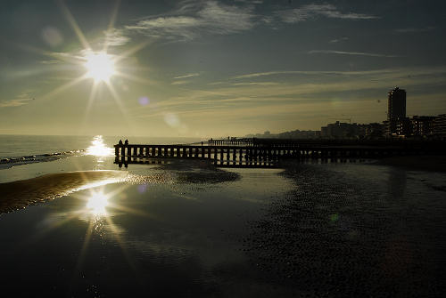 tramonto sulla spiaggia del mare di Jesolo Lido