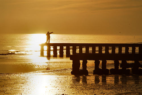 tramonto sulla spiaggia del mare di Jesolo Lido