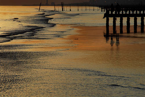 tramonto sulla spiaggia del mare di Jesolo Lido