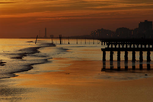 tramonto sulla spiaggia del mare di Jesolo Lido