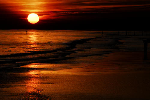tramonto sulla spiaggia del mare di Jesolo Lido