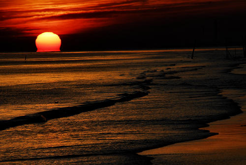 tramonto sulla spiaggia del mare di Jesolo Lido