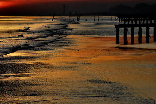 tramonto sulla spiaggia del mare di Jesolo Lido