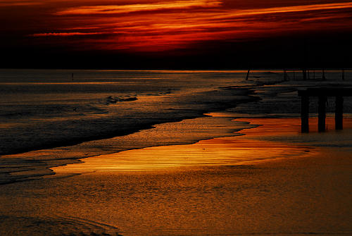 tramonto sulla spiaggia del mare di Jesolo Lido