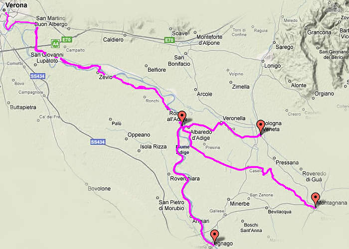 Verona, Albaredo d'Adige, Cologna Veneta, Montagnana, Legnago